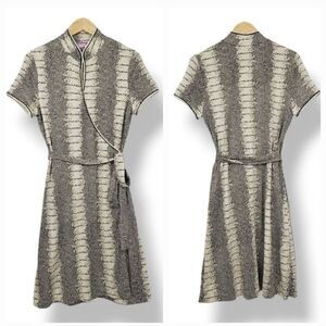 Vintage Vivienne Tam Silk Blend Slinky Jersey Knit Wrap Dress in Snakeskin Print
